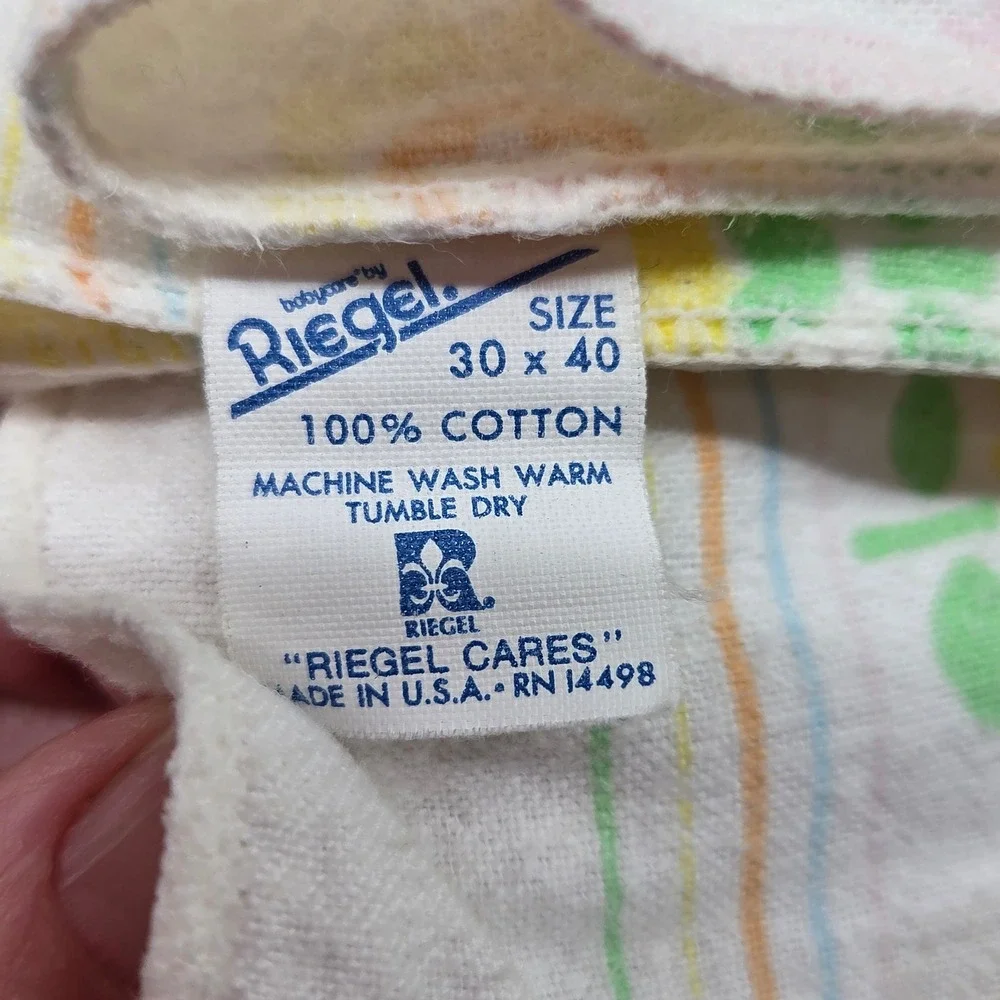 Vintage Babycare by Riegel Cotton Receiving Blanket Pastel Animal Print USA